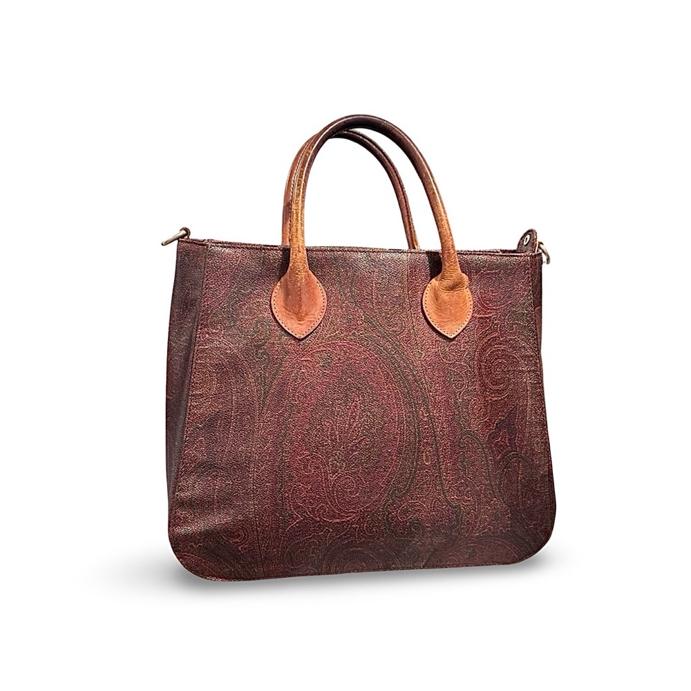 ETRO Milano 1997 Vintage Paisley Print Leather 2 way bag